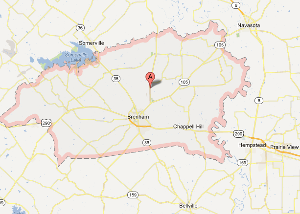 Map of Washington County Texas