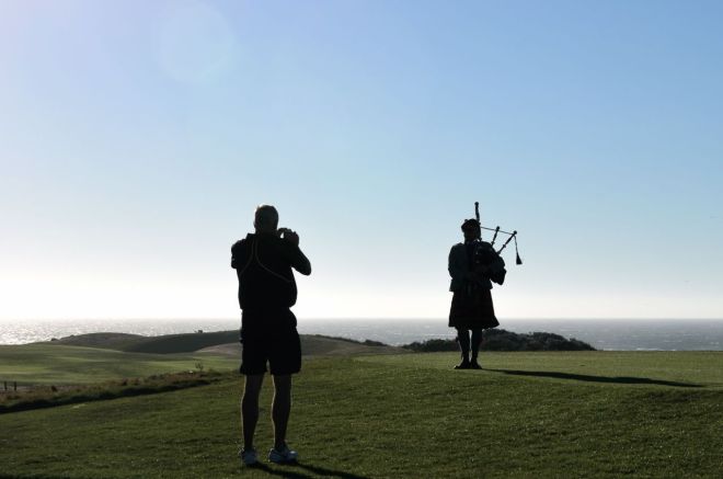 Bagpiper at Spanish Bay