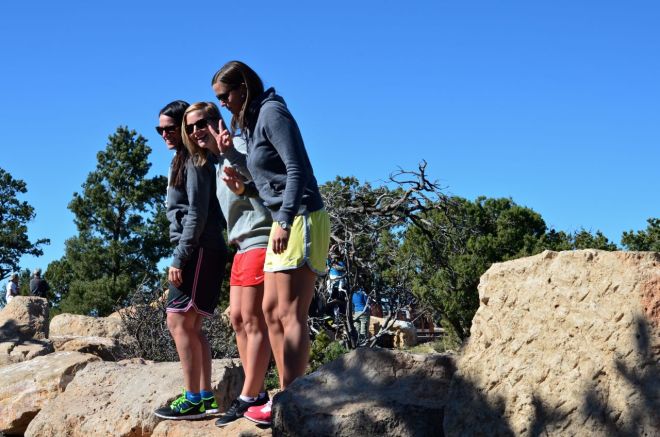 Three jumping fraulein posers South Rim