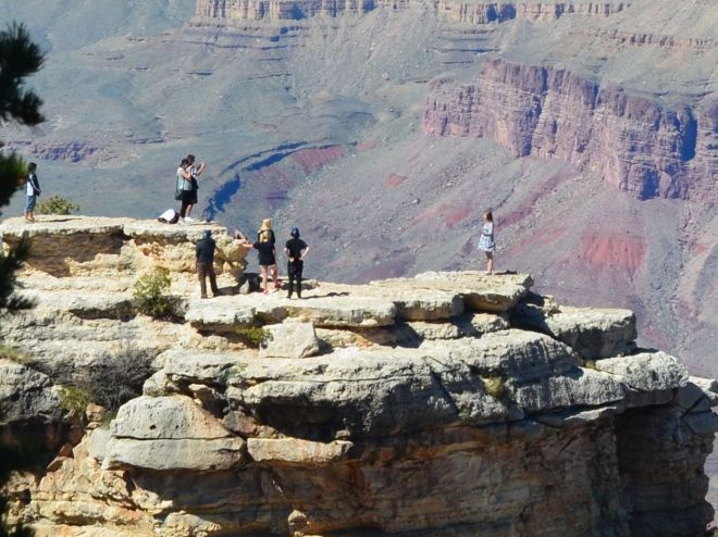 Young girl risking it all South Rim
