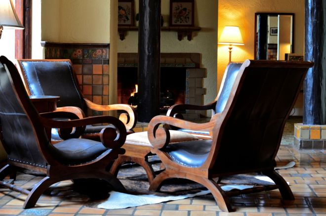 leather chairs in lobby