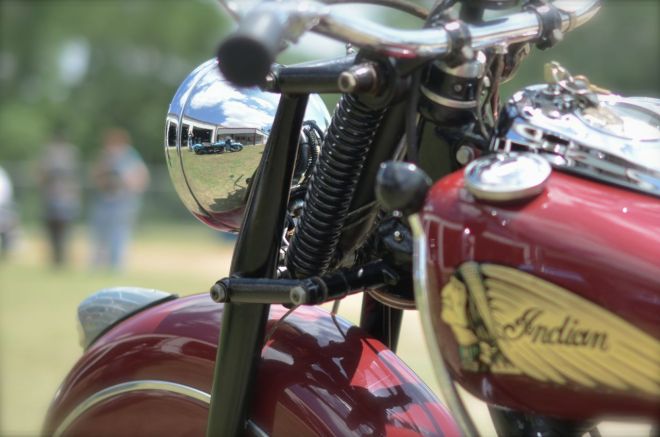 Harley reflected in Indian