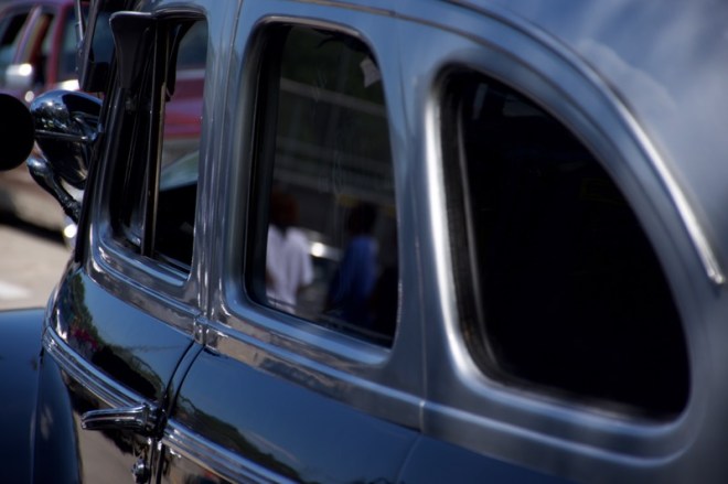 Reflection in rear door window